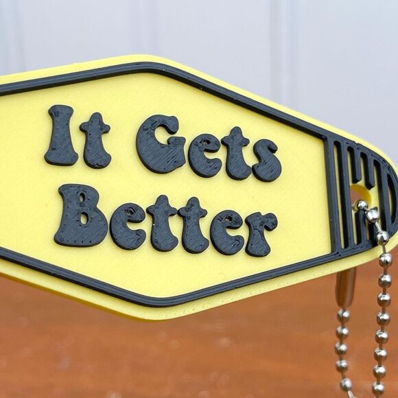 Retro Motel Keychain, It Gets Better, Ballchain Keychain - Picture 2 of 5